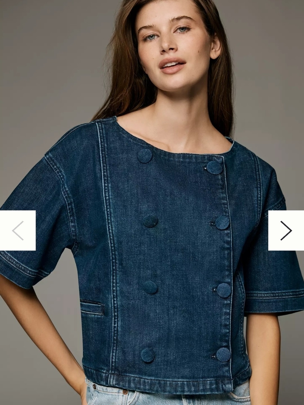 Maeve Short Sleeve Double Breasted Denim Jacket - Picture 4 of 4